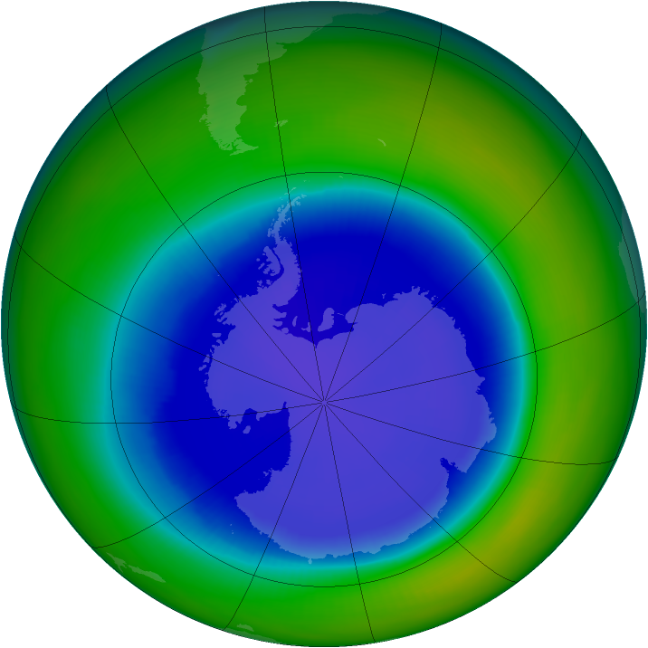Antarctic ozone map for September 1993